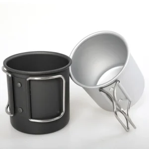 Outdoor camping folding water cup portable ultra light aluminum alloy camping cup coffee cup tea cup mug VARIATION: BLACK, SILVER
